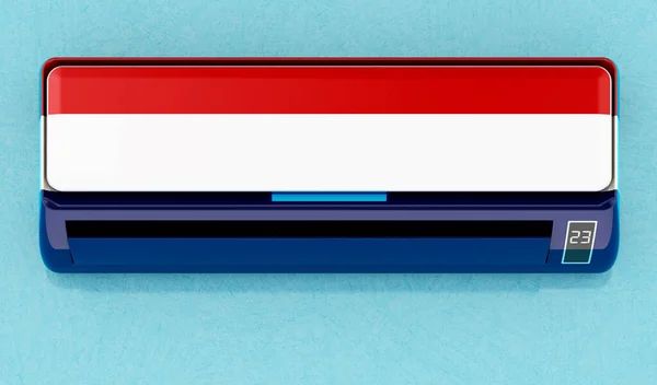 Κλιματιστικό Την Ολλανδική Σημαία Στον Τοίχο House Σύστημα Ελέγχου Του — Φωτογραφία Αρχείου