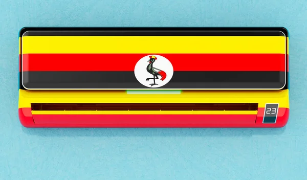 Κλιματιστικό Σημαία Ουγκάντας Στον Τοίχο Σπίτι Σύστημα Ελέγχου Του Κλίματος — Φωτογραφία Αρχείου
