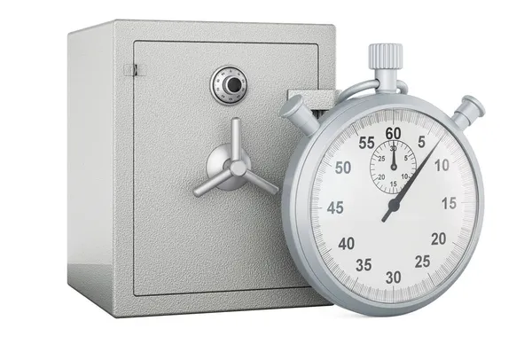带秒表的保险箱 3D渲染 白色背景隔离 — 图库照片