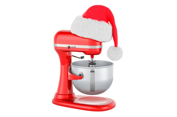 Stand Mixer Christmas Santa Hat Rendering Isolated White Background — Stock Photo, Image