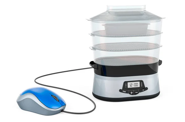 Food Steamer Computer Mouse Rendering Isolated White Background — Stock Photo, Image