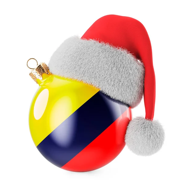 Vánoční Ples Kolumbijskou Vlajkou Kloboukem Santa Clause Vánoce Nový Rok — Stock fotografie
