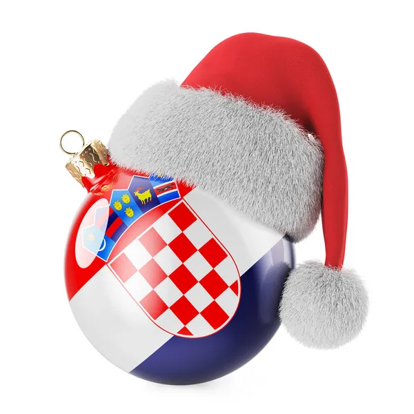 Різдвяний Хорватським Прапором Капелюхом Санта Клауса Різдво Новий Рік Хорватії — стокове фото