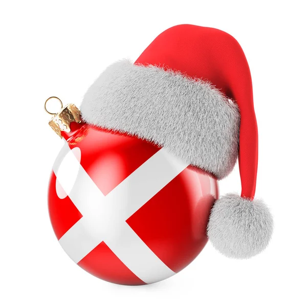 Різдвяний Данським Прапором Капелюхом Санта Клауса Різдво Новий Рік Данії — стокове фото
