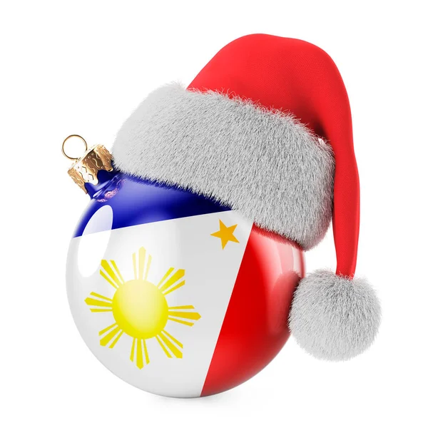 Bola Navidad Con Bandera Filipina Sombrero Santa Claus Navidad Año —  Fotos de Stock