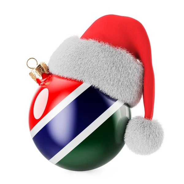 Різдвяний Прапором Гамбії Капелюхом Санта Клауса Різдво Новий Рік Гамбії — стокове фото