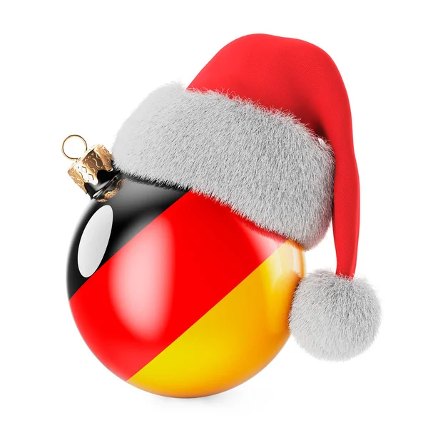 Weihnachtskugel Mit Deutschlandfahne Und Nikolausmütze Weihnachten Und Neujahr Deutschland Konzept — Stockfoto