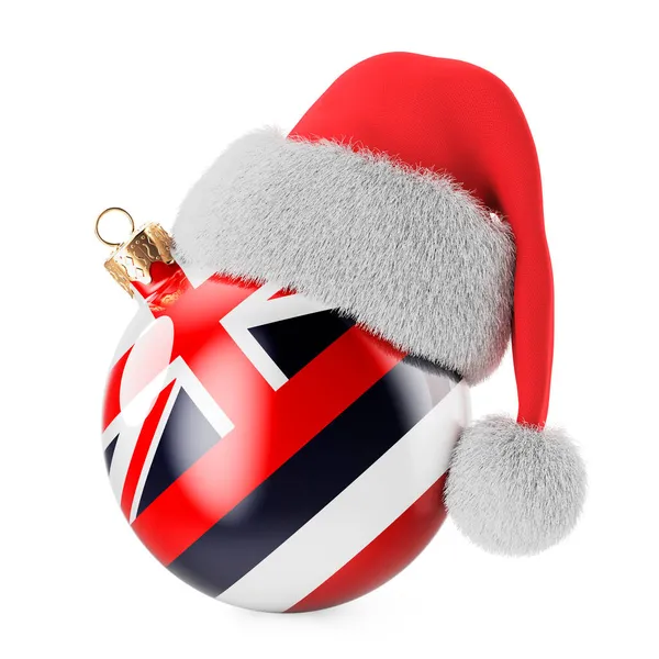 Julbal Med Hawaiian Flagga Och Jultomten Hatt Jul Och Nyår — Stockfoto