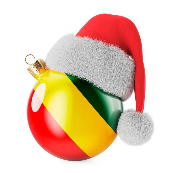 Kerstbal Met Guinese Vlag Kerstmuts Kerstmis Nieuwjaar Guinee Concept Rendering — Stockfoto