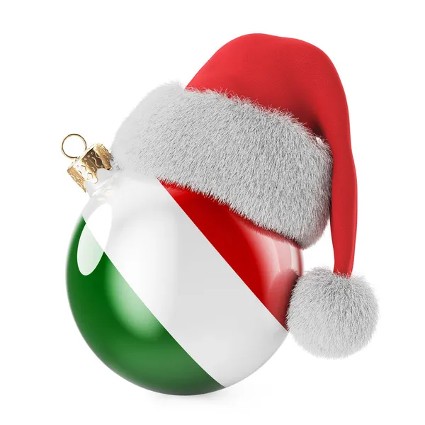 Kerstbal Met Italiaanse Vlag Kerstmuts Kerstmis Nieuwjaar Italië Concept Rendering — Stockfoto