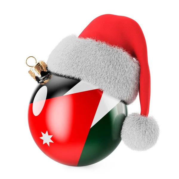 Різдвяний Йорданським Прапором Капелюхом Санта Клауса Різдво Новий Рік Йорданії — стокове фото