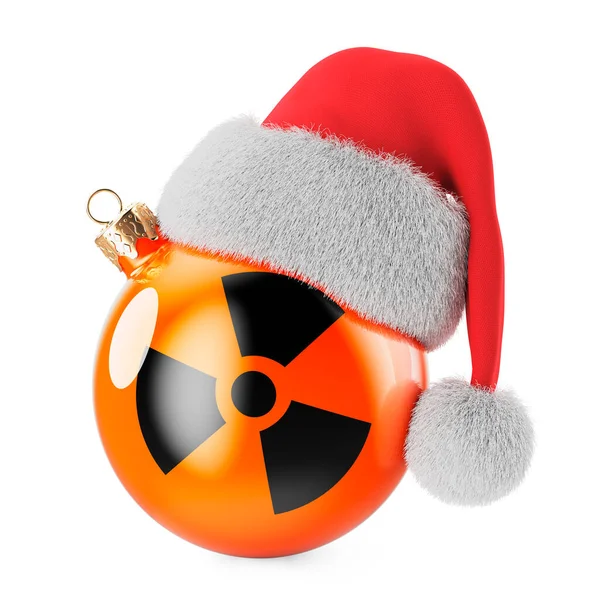 Radyasyon Bayrağı Noel Baba Şapkasıyla Noel Balosu Beyaz Arkaplanda Görüntüleme — Stok fotoğraf