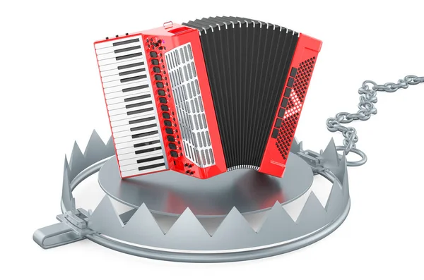 Trappola Orsi Con Fisarmonica Pianoforte Rendering Isolato Sfondo Bianco — Foto Stock