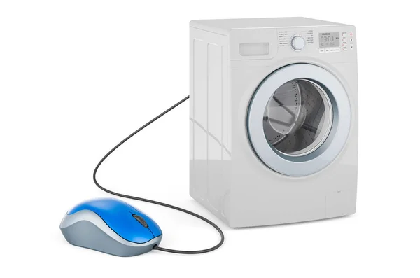 Lavatrice Con Mouse Rendering Isolato Sfondo Bianco — Foto Stock
