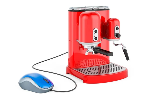 Coffee Machine Computer Mouse Rendering Isolated White Background — Stock Photo, Image