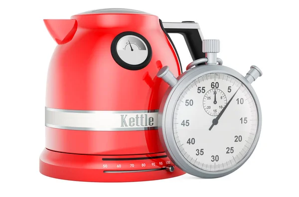 Retro Electric Kettle Stopwatch Rendering Isolated White Background — Stock Photo, Image
