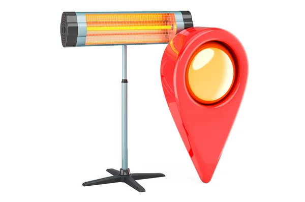 Halogen Infrared Heater Map Pointer Rendering Isolated White Background — Stock Photo, Image