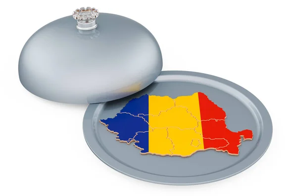 Szafa Restauracyjna Rumuńską Mapę Rendering Izolowany Białym Tle — Zdjęcie stockowe