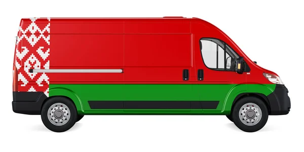 Wit Russische Vlag Geschilderd Commerciële Bestelwagen Vrachtvervoer Wit Rusland Concept — Stockfoto