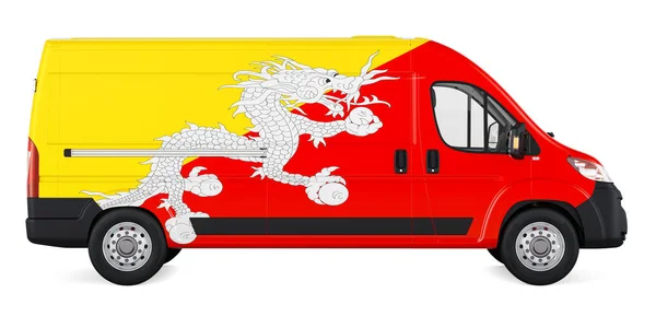 Bhutan Flagge Auf Lieferwagen Gemalt Frachtlieferung Bhutan Konzept Rendering Isoliert — Stockfoto