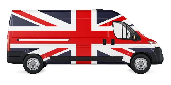 Brytyjska Flaga Namalowana Dostawczym Vanie Dostawa Towarów Wielkiej Brytanii Koncepcja — Zdjęcie stockowe