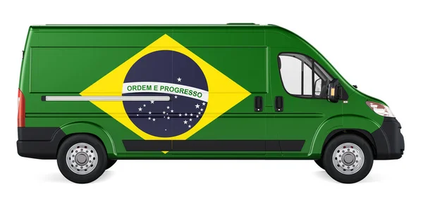 Brazilian Flag Painted Commercial Delivery Van Freight Delivery Brazil Concept — Stockfoto