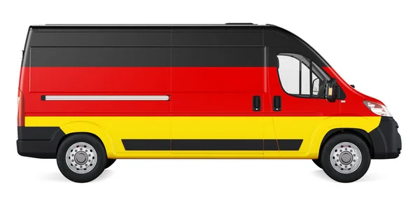 Немецкий Флаг Коммерческом Фургоне Доставки Доставка Грузов Германию Концепция Рендеринг — стоковое фото
