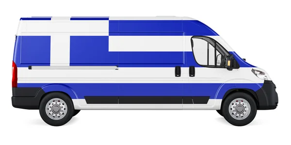 Griechische Flagge Auf Lieferwagen Gemalt Frachtlieferung Griechenland Konzept Rendering Isoliert — Stockfoto