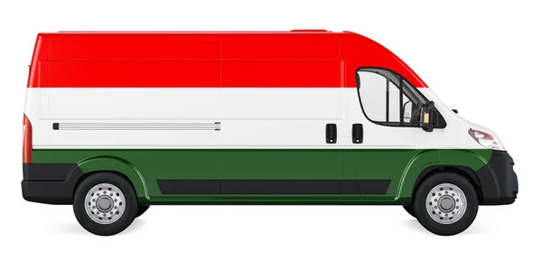 Венгерский Флаг Коммерческом Фургоне Доставки Доставка Грузов Венгрию Концепция Рендеринг — стоковое фото