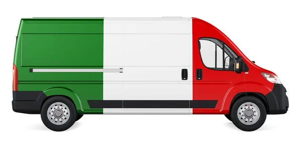 Włoska Flaga Namalowana Dostawczym Vanie Dostawa Towarów Włoszech Koncepcja Rendering — Zdjęcie stockowe