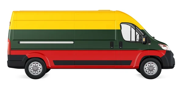 Litauische Flagge Auf Lieferwagen Gemalt Frachtlieferung Litauen Konzept Rendering Isoliert — Stockfoto