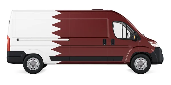 Katarische Flagge Auf Lieferwagen Gemalt Frachtlieferung Katar Konzept Rendering Isoliert — Stockfoto