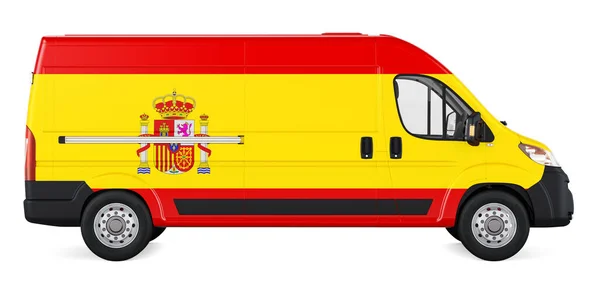 Bandera España Pintada Furgoneta Comercial Entrega Mercancías España Concepto Representación —  Fotos de Stock