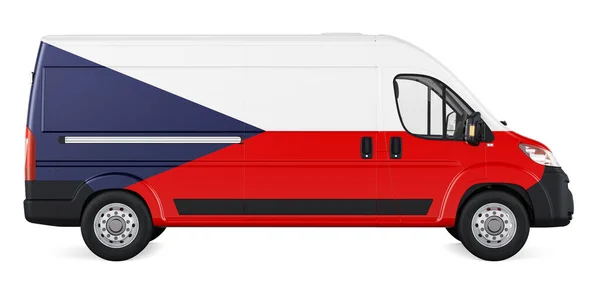 Tschechische Flagge Auf Lieferwagen Gemalt Frachtlieferung Tschechien Konzept Rendering Isoliert — Stockfoto