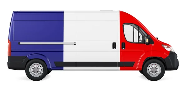 Französische Flagge Auf Lieferwagen Gemalt Frachtlieferung Frankreich Konzept Rendering Isoliert — Stockfoto