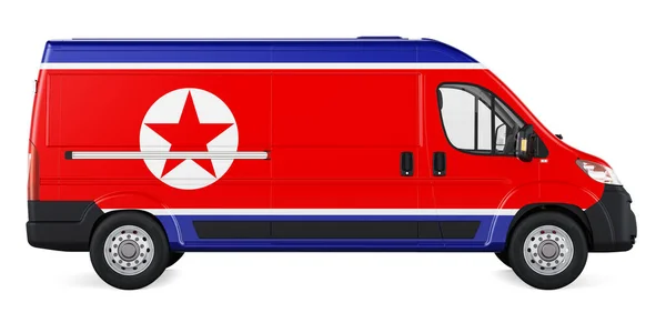 Nordkoreanische Flagge Auf Lieferwagen Gemalt Frachtlieferung Nordkorea Konzept Rendering Isoliert — Stockfoto