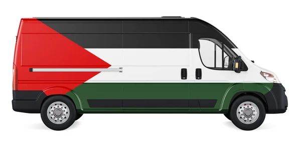 Bandera Palestina Pintada Furgoneta Comercial Entrega Mercancías Palestina Concepto Representación —  Fotos de Stock