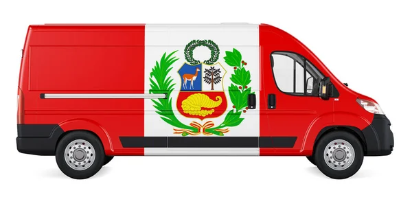 Περουβιανή Σημαία Ζωγραφισμένη Φορτηγό Εμπορικών Διανομών Παράδοση Φορτίου Στο Περού — Φωτογραφία Αρχείου