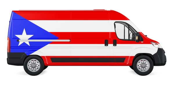 Puerto Ricaanse Vlag Geschilderd Commerciële Bestelwagen Vrachtvervoer Puerto Rico Concept — Stockfoto