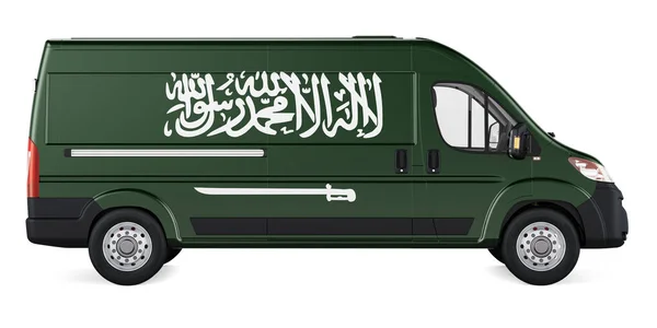 Drapeau Saoudien Peint Sur Une Camionnette Livraison Commerciale Livraison Fret — Photo