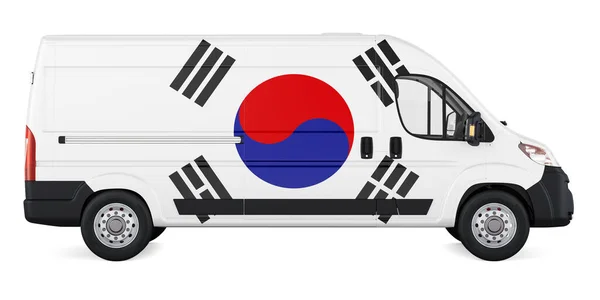 Jihokorejská Vlajka Namalovaná Dodávce Nákladní Doprava Jižní Koreji Koncept Vykreslování — Stock fotografie