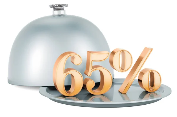 Restaurant Cloche Golden Percent Sale Discount Concept Rendering Isolated White — Fotografia de Stock