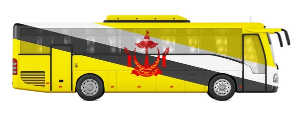 在文莱的巴士旅行 布鲁内巴士旅游 在白色背景上孤立的3D渲染 — 图库照片