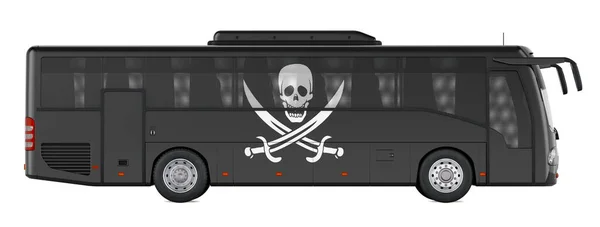 Autobús Con Bandera Pirata Representación Aislada Sobre Fondo Blanco —  Fotos de Stock
