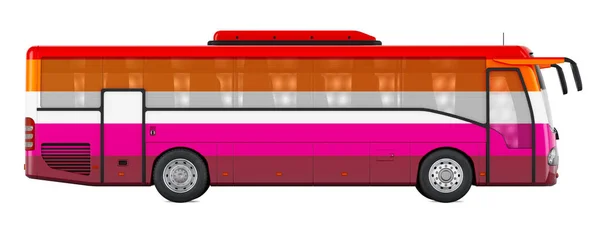 Bus Lesbian Flag Rendering Isolated White Background — стоковое фото