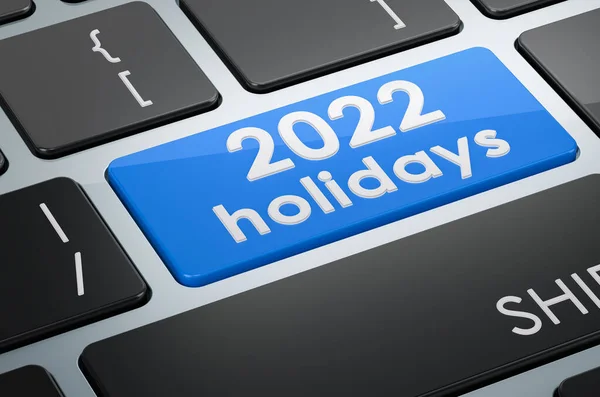 2022 Botón Vacaciones Teclado Representación —  Fotos de Stock