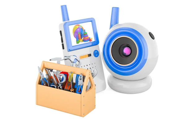 Baby Cam Audio Baby Monitor Toolbox Service Repair Concept Rendering — Foto Stock