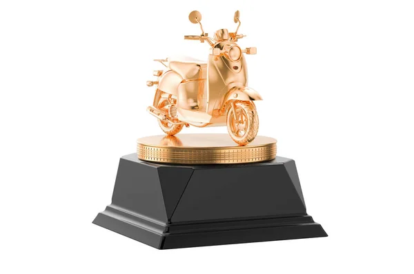 Μοτοποδήλατο Σκούτερ Χρυσή Ιδέα Βραβείο Απόδοση Απομονωμένη Λευκό Φόντο — Φωτογραφία Αρχείου