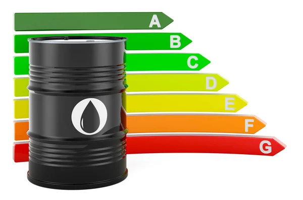 Oljefat Med Energieffektivitetstabell Rendering Isolerad Vit Bakgrund — Stockfoto