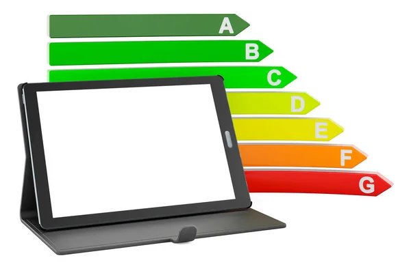 Tablet Computer Energy Efficiency Chart Rendering Isolated White Background — Photo
